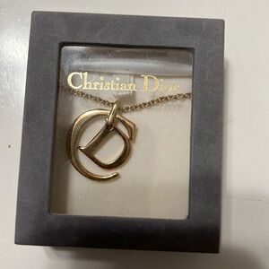 Dior Gold Dangling Letters Necklace with Box